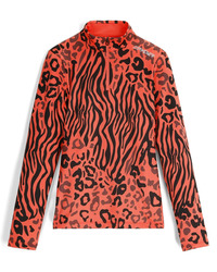 Dámska mikina SPYDER Vivid 1/2 Zip - S, animal print/coral haze